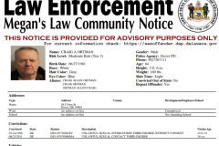 Three images containing updated sex offender registry information in compliance with Megan's Law